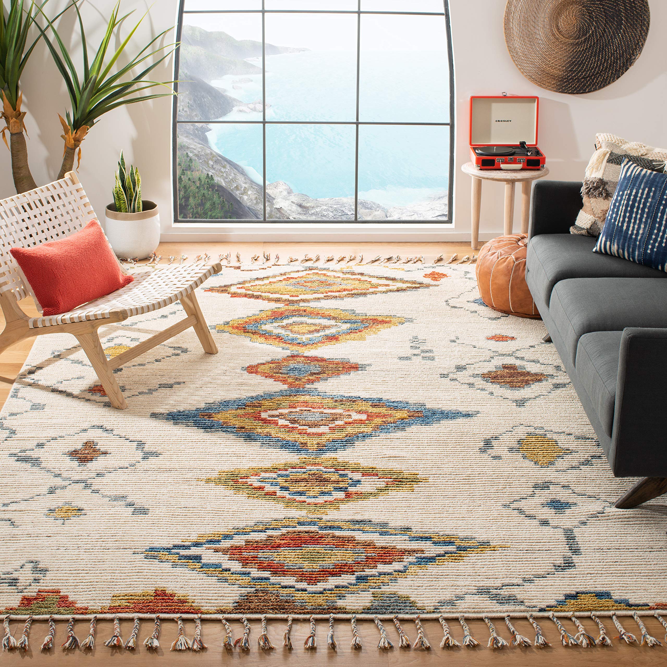 Africa raffia interior (長さ120cm,幅50cm) Amazon.com: SAFAVIEH Kenya Collection Area Rug - 9' x 12', Ivory